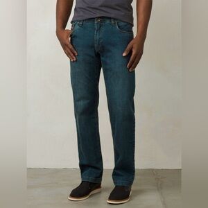 PrAna | Men's Medium Blue Denim Axiom Straight Leg Zip Fly Jeans Size 38W X 30L